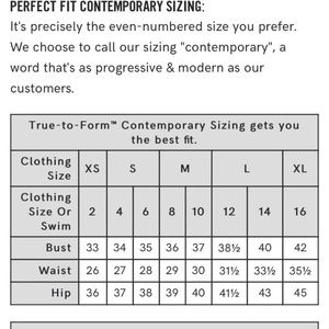 Venus size chart contemporary sizing
